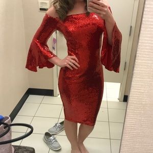 Red Sequin Cocktail Formal Prom Homecoming Pageant Dress Size 4